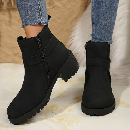 Bottines pour femmes avec boucle de ceinture et bande élastique