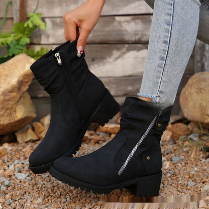 Bottines pour femmes avec boucle de ceinture et bande élastique